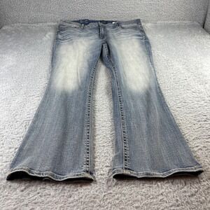 Daytrip Virgo Bootcut Jeans Mens 38R Medium Wash Blue Denim Fade Whiskered